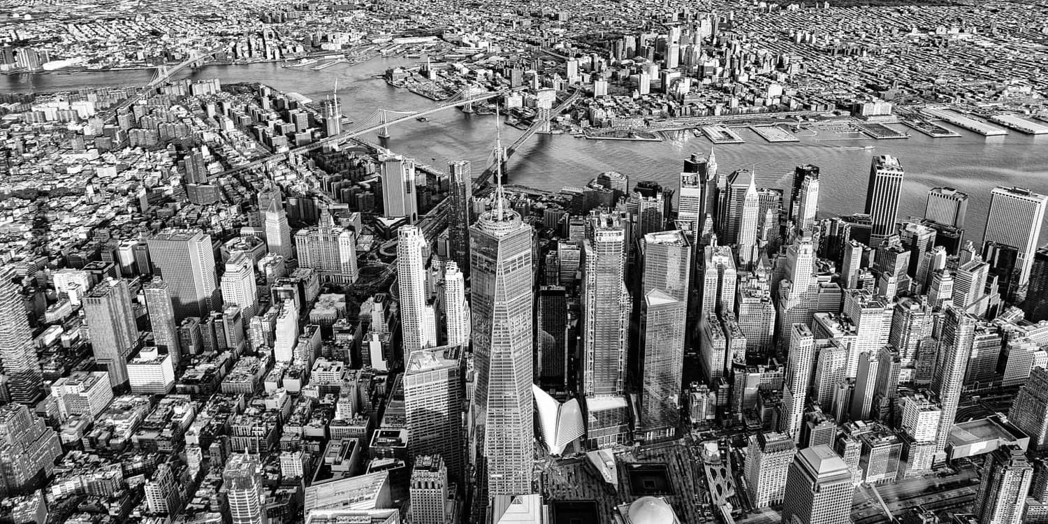 World Trade Center and the East River - the system seen from above