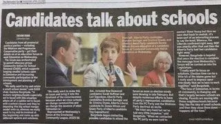 Debating other candidates during the provincial election