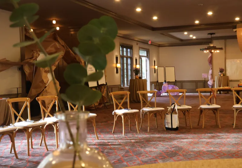 Workshop room designed by Saffron Samuels, with chairs set in an arc
